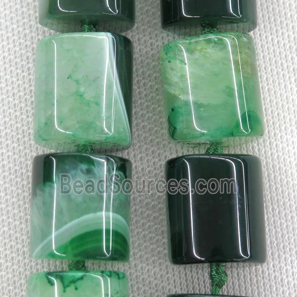 green Druzy Agate column beads