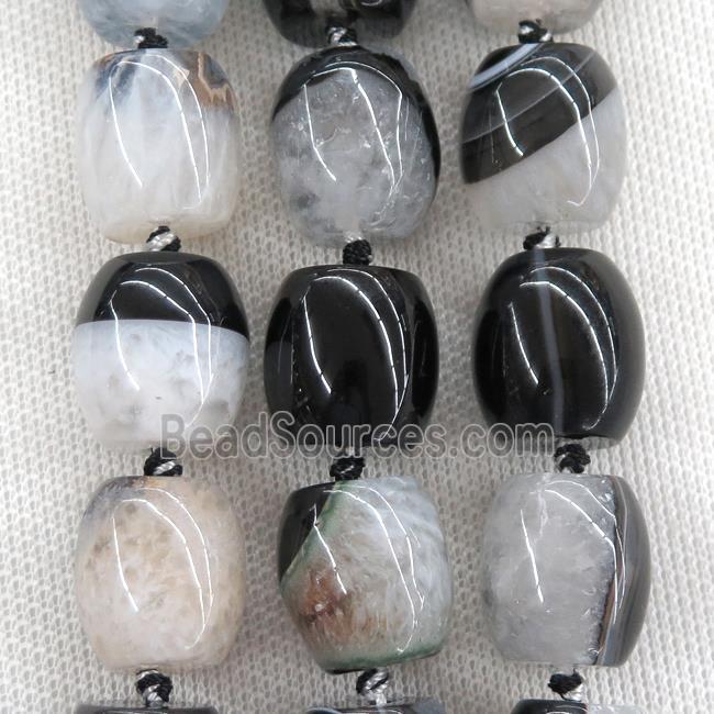 white Druzy Agate barrel beads