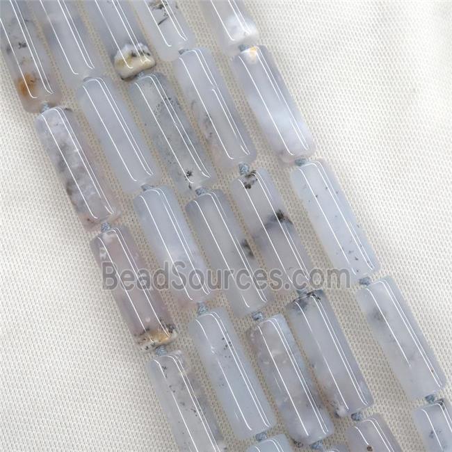 blue Chalcedony Agate column beads