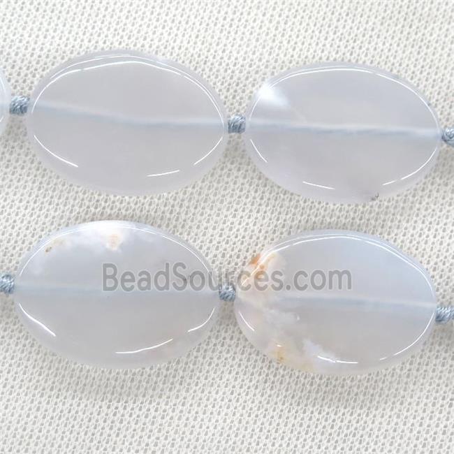 blue Chalcedony Agate oval beads