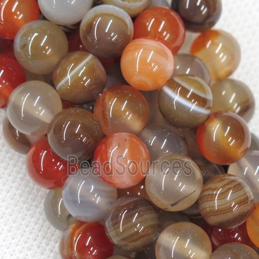 natural Brazilian Stripe Agate Beads, round