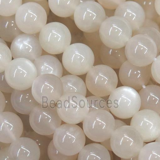 white MoonStone Beads, round, B-grade