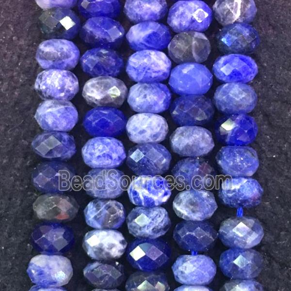 blue Sodalite Beads, faceted rondelle