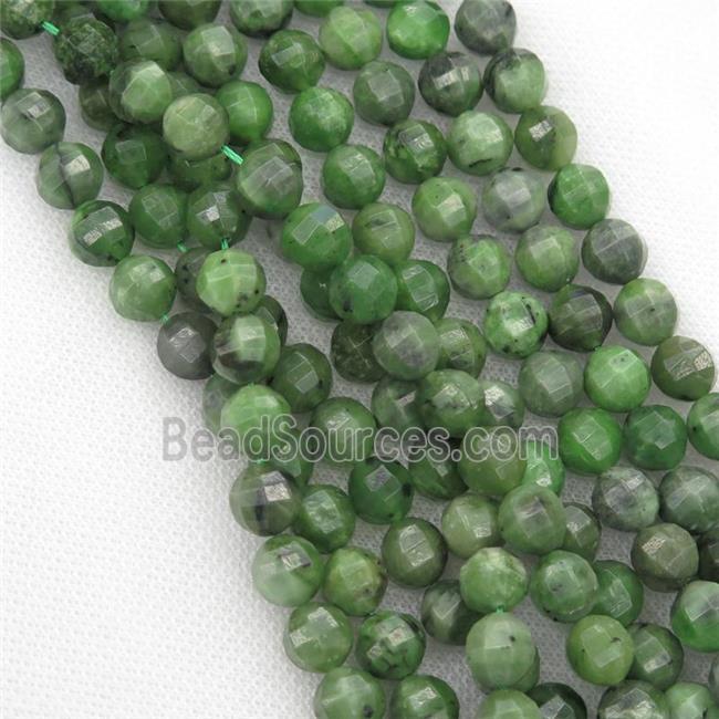 Chinese Hetian Nephrite Jade Beads Faceted Round Green