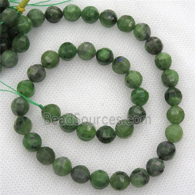 Chinese Hetian Nephrite Jade Beads Faceted Round Green