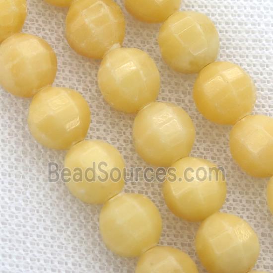 Yellow Jade Beads, faceted round