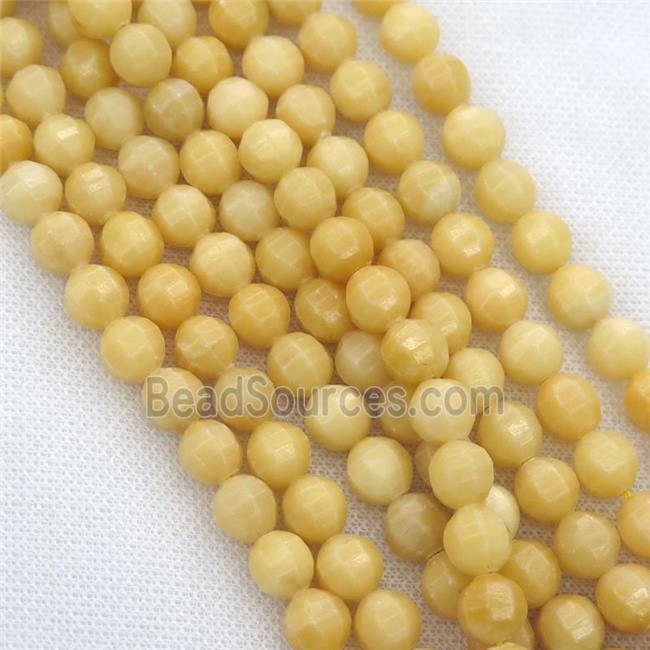 Yellow Jade Beads, faceted round