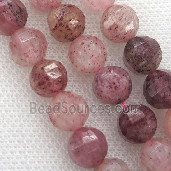 Strawberry Quartz Beads, faceted round