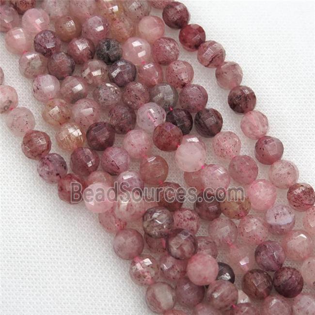 Strawberry Quartz Beads, faceted round