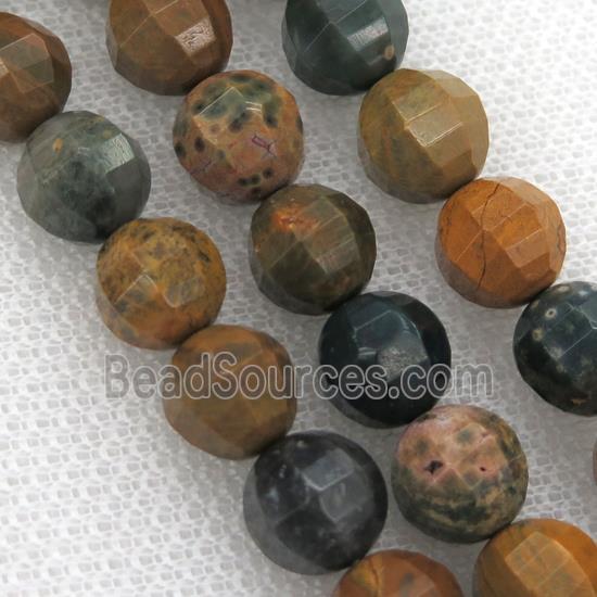 Ocean Agate Beads, multi color, faceted round