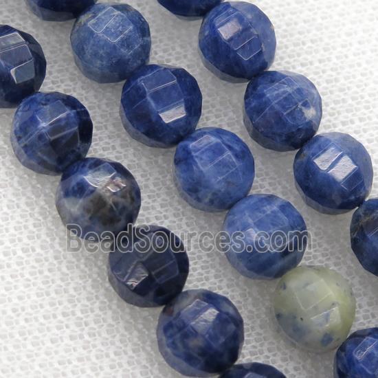 blue Sodalite Beads, faceted round