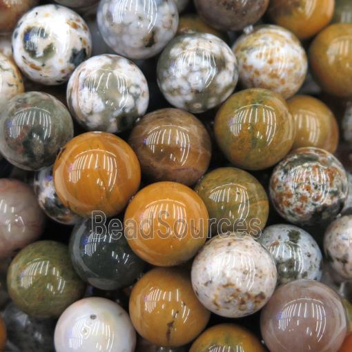 round Ocean Agate Beads, multi color