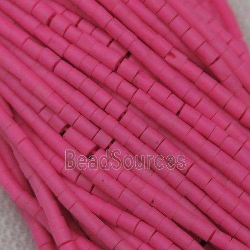 tiny synthetic turquoise tube beads, hotpink