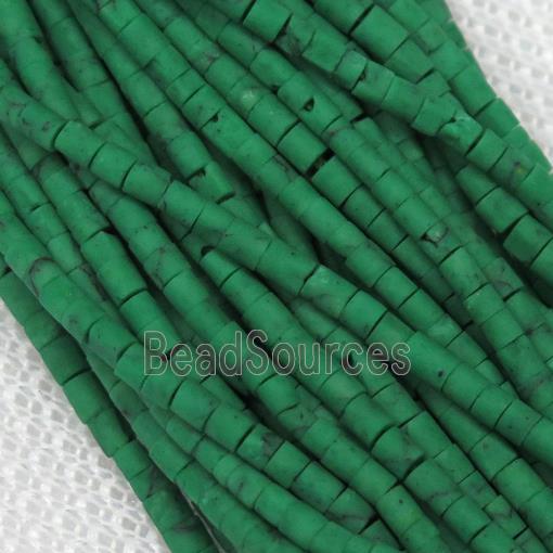 tiny synthetic turquoise tube beads, green