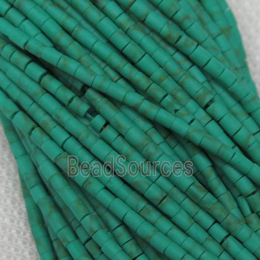 tiny synthetic turquoise tube beads, green