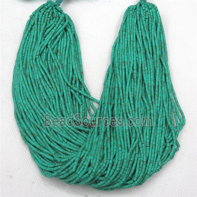 tiny synthetic turquoise tube beads, green