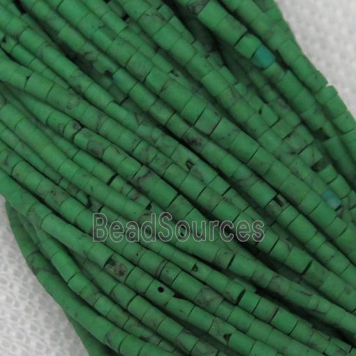 tiny synthetic turquoise tube beads, green