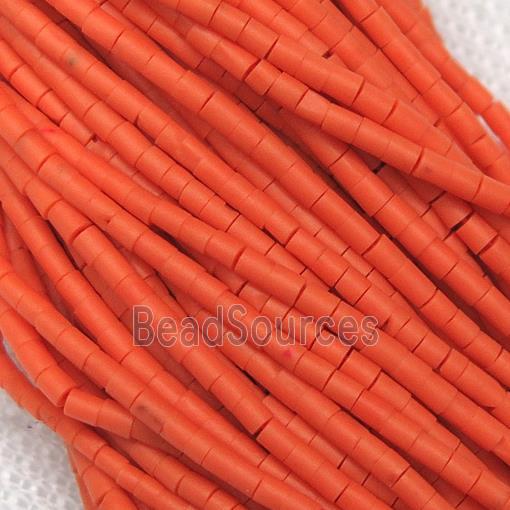 tiny synthetic turquoise tube beads, orange