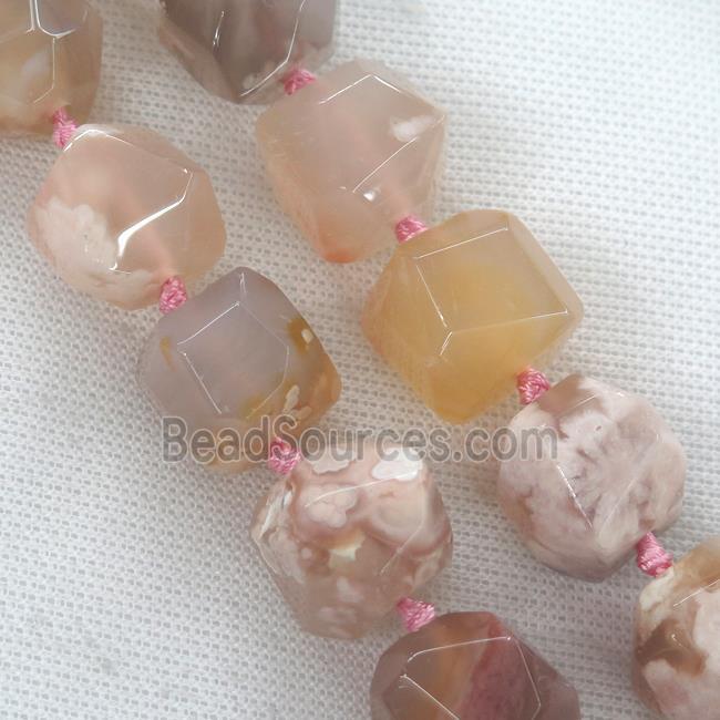 pink Cherry Agate beads, faceted round