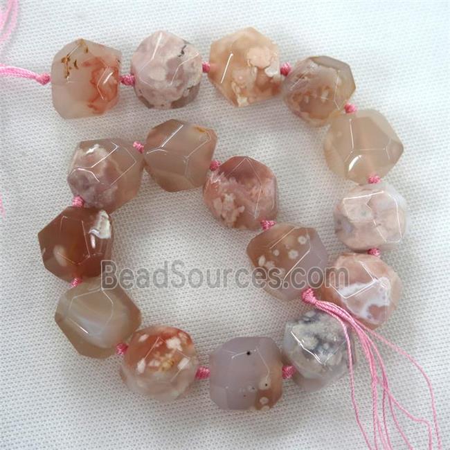 pink Cherry Agate beads, faceted round