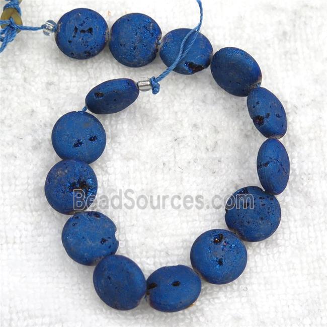 blue Druzy Agate circle beads