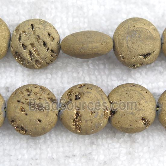 gold Druzy Agate circle beads