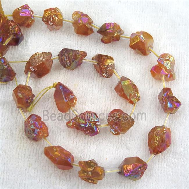 orange Crystal Quartz chip beads