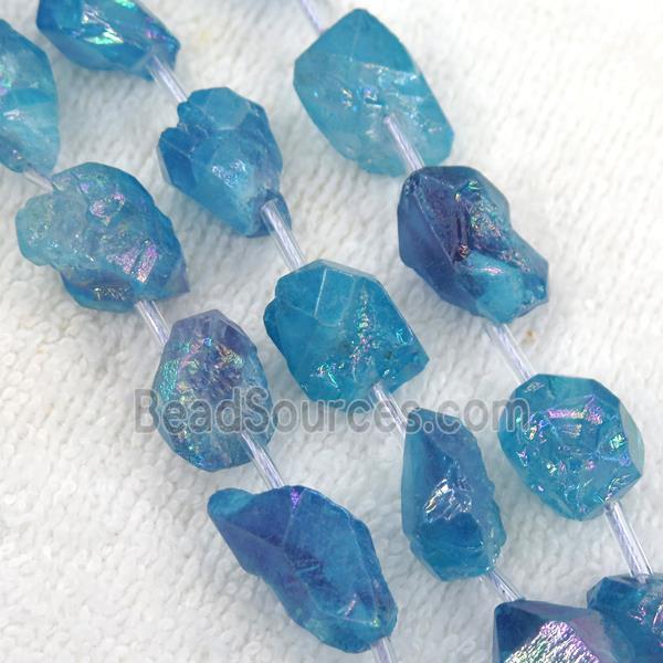 blue Crystal Quartz chip beads