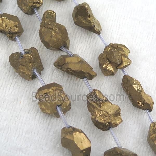 golden Crystal Quartz chip beads