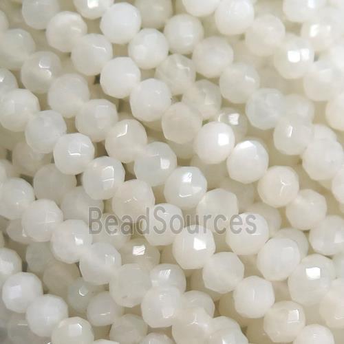 tiny faceted rondelle white MoonStone beads, A-grade