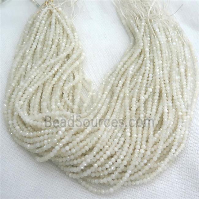 tiny faceted rondelle white MoonStone beads, A-grade