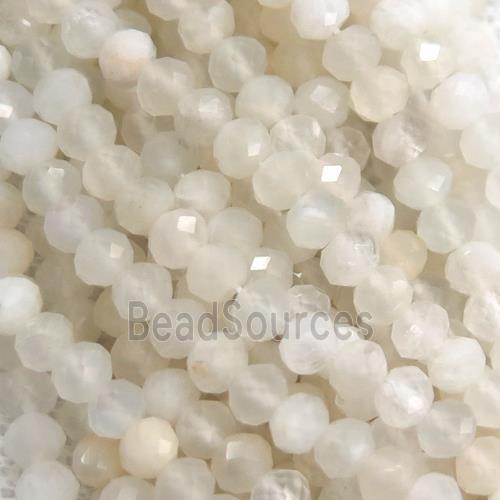 tiny faceted rondelle white MoonStone beads, B-grade