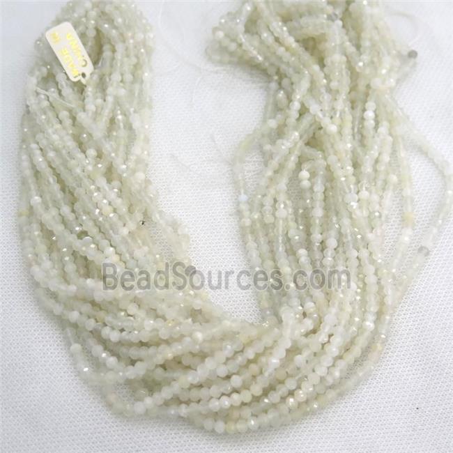 tiny faceted rondelle white MoonStone beads, B-grade