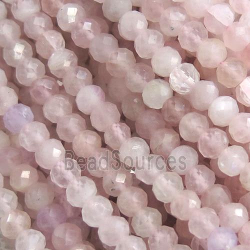 Madagascar Rose Quartz beads, faceted rondelle