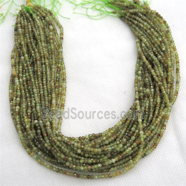 green Garnet Beads, faceted rondelle