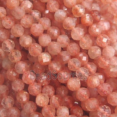 tiny Orange SunStone Beads, faceted round