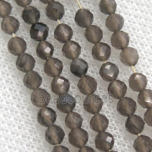 tiny Smoky Quartz beads, faceted round