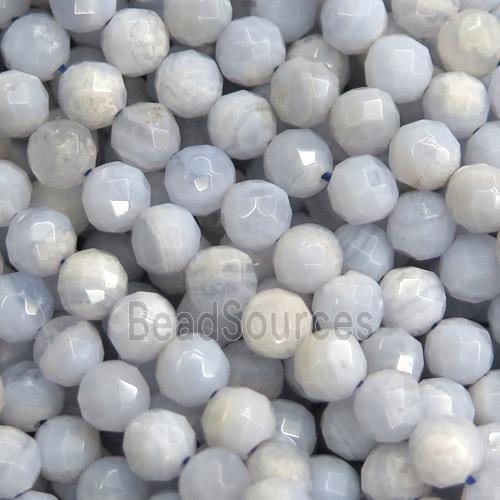 tiny Blue Lace Agate Beads, faceted round