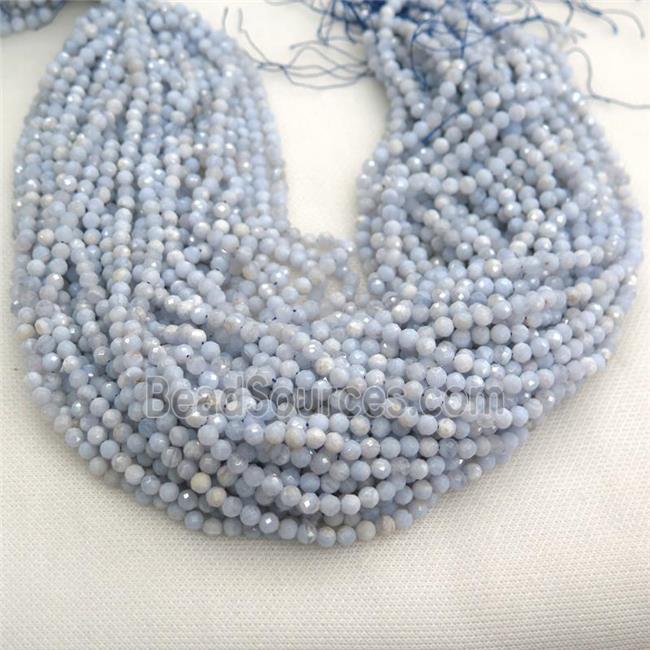 tiny Blue Lace Agate Beads, faceted round