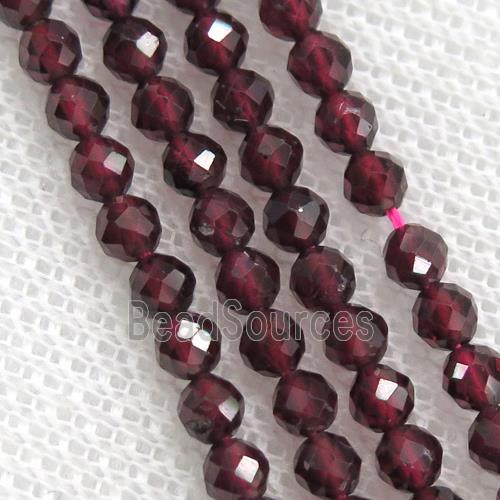 red Garnet Seed Beads, faceted round