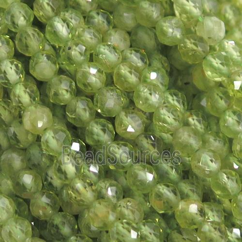 green Peridot beads, faceted round