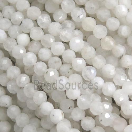 tiny white MoonStone Beads, faceted round