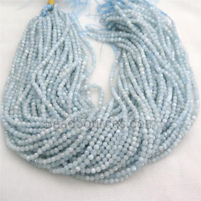 blue Aquamarine Beads, faceted round