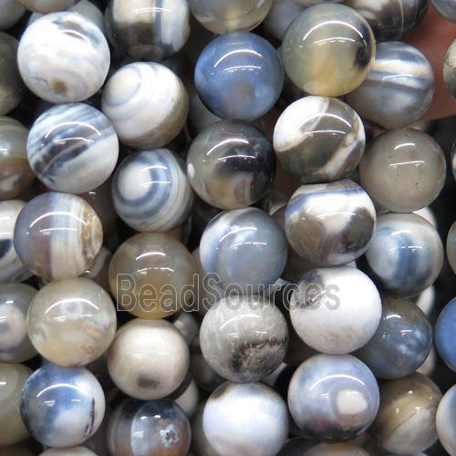 round Ocean Agate Beads, color treated