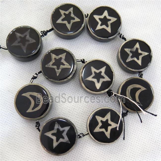 black Tibetan Agate circle Beads