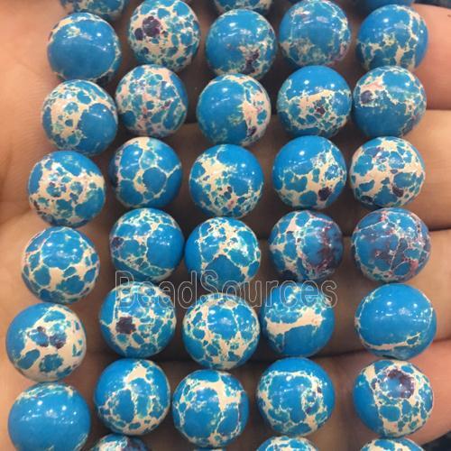 round synthetic blue Imperial Jasper beads