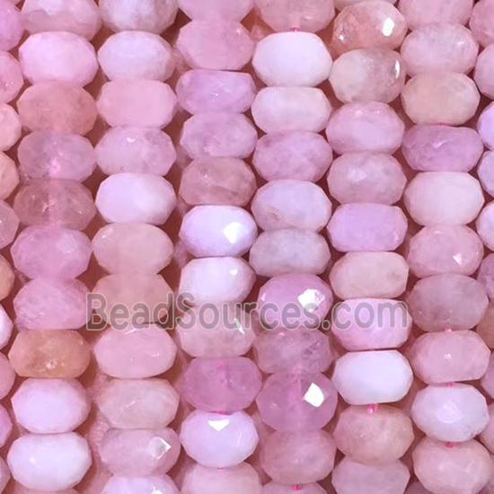 pink Morganite beads, faceted rondelle, AA-grade