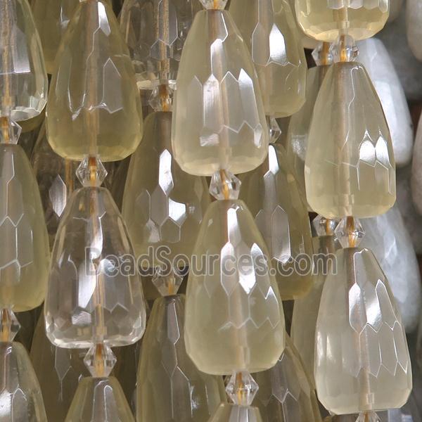 Lemon Quartz Beads, faceted teardrop