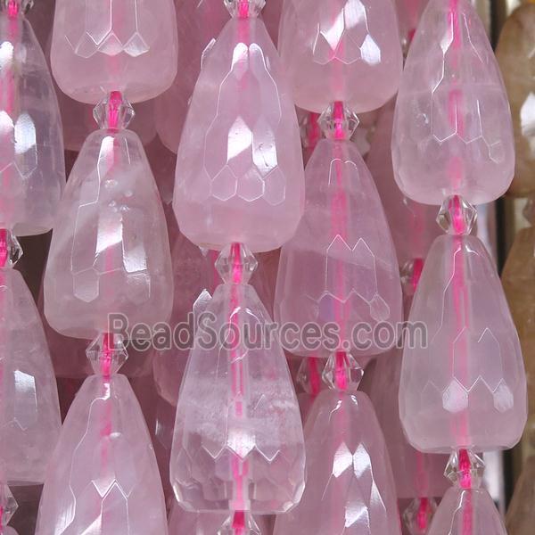 Rose Quartz Beads, faceted teardrop