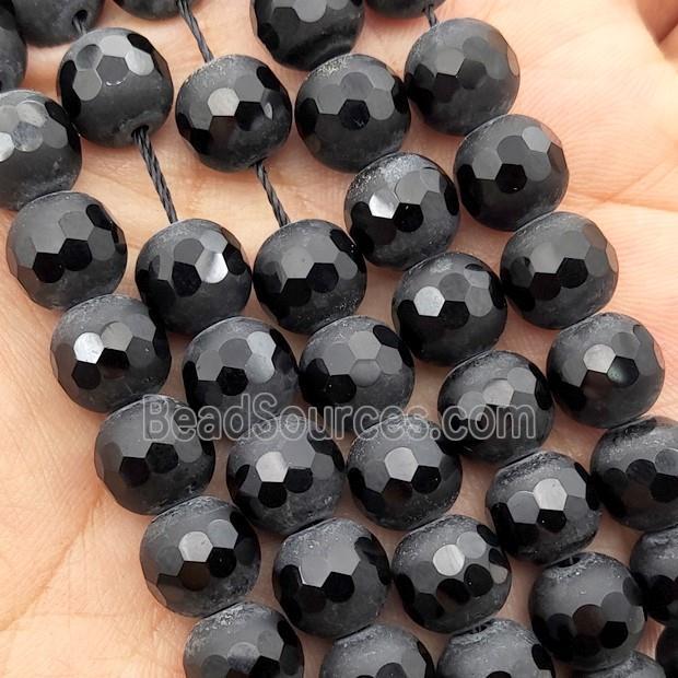 black Onyx agate beads, faceted round